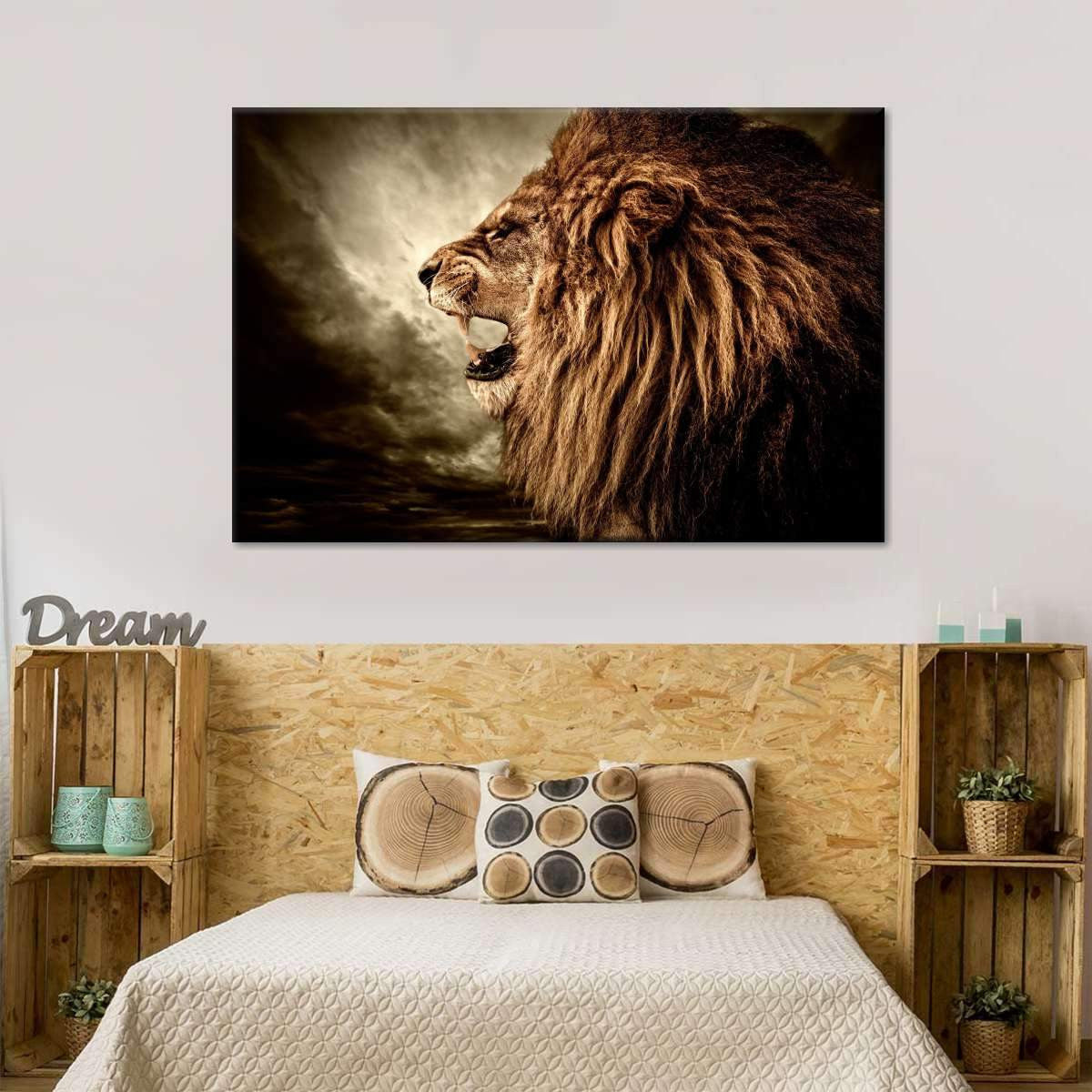 Roaring Lion Wild Animals Multi Canvas Wall Art Ideas, Multi Piece Panel Canvas Home Decor Housewarming Gift Ideas Framed Prints, Canvas