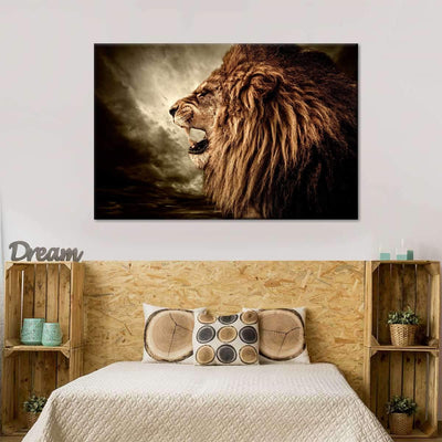 Roaring Lion Wild Animals Multi Canvas Wall Art Ideas, Multi Piece Panel Canvas Home Decor Housewarming Gift Ideas Framed Prints, Canvas
