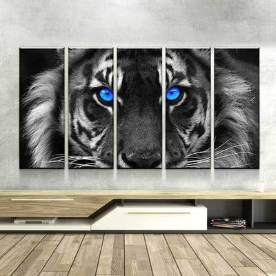 Captivating Blue Eyed Tiger Wild Animal Multi Canvas Wall Art Ideas, Multi Piece Panel Canvas Home Decor Housewarming Gift Ideas Framed Prints, Canvas