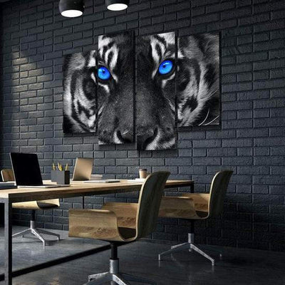 Captivating Blue Eyed Tiger Wild Animal Multi Canvas Wall Art Ideas, Multi Piece Panel Canvas Home Decor Housewarming Gift Ideas Framed Prints, Canvas