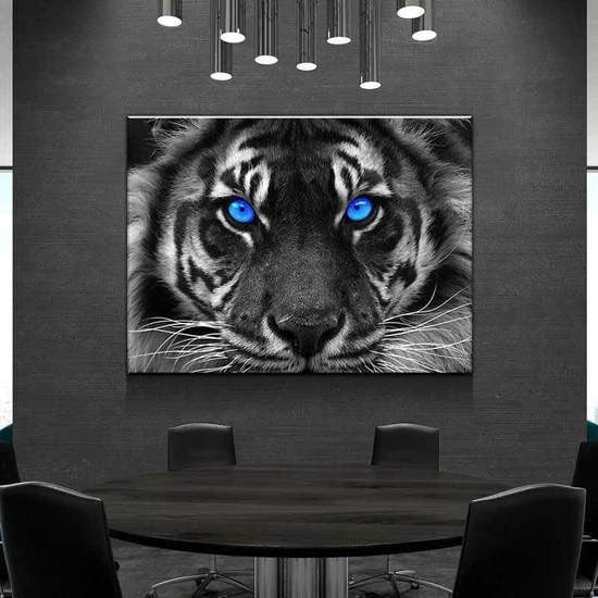 Captivating Blue Eyed Tiger Wild Animal Multi Canvas Wall Art Ideas, Multi Piece Panel Canvas Home Decor Housewarming Gift Ideas Framed Prints, Canvas