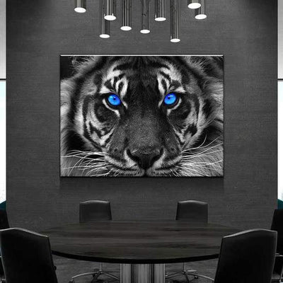 Captivating Blue Eyed Tiger Wild Animal Multi Canvas Wall Art Ideas, Multi Piece Panel Canvas Home Decor Housewarming Gift Ideas Framed Prints, Canvas
