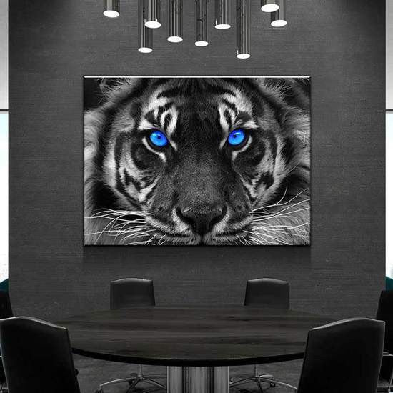 Captivating Blue Eyed Tiger Wild Animal Multi Canvas Wall Art Ideas, Multi Piece Panel Canvas Home Decor Housewarming Gift Ideas Framed Prints, Canvas