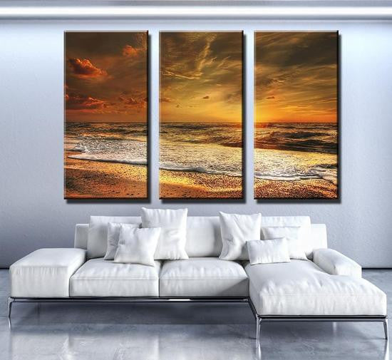 Beautiful Sunrise At Beach Golden Coast Multi Canvas Wall Art Ideas, Multi Piece Panel Canvas Home Decor Housewarming Gift Ideas Framed Prints, Canvas