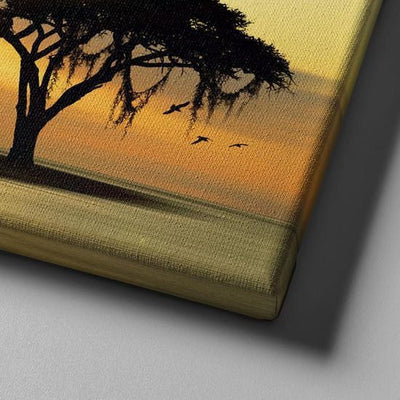 Natural Landscape Savannah Tree at Sunset  Multi Canvas Wall Art Ideas, Multi Piece Panel Canvas Home Decor Housewarming Gift Ideas Framed Prints, Canvas