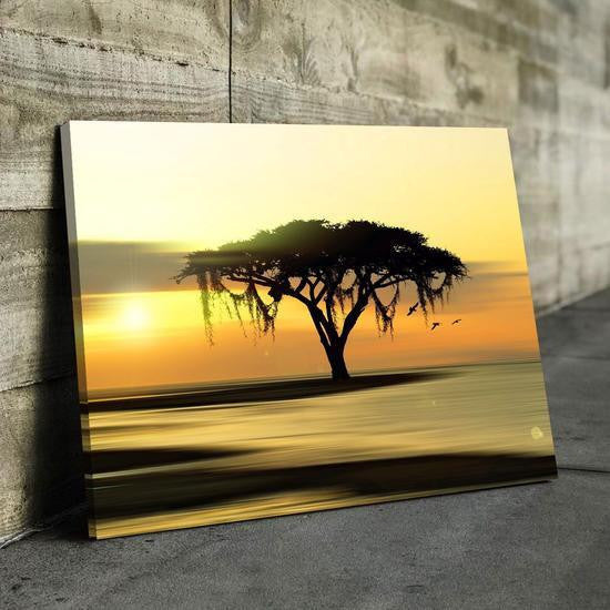 Natural Landscape Savannah Tree at Sunset  Multi Canvas Wall Art Ideas, Multi Piece Panel Canvas Home Decor Housewarming Gift Ideas Framed Prints, Canvas