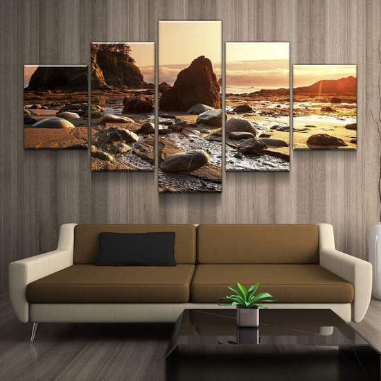 Natural Landscape Savannah Tree at Sunset  Multi Canvas Wall Art Ideas, Multi Piece Panel Canvas Home Decor Housewarming Gift Ideas Framed Prints, Canvas