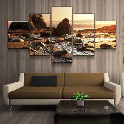 Natural Landscape Savannah Tree at Sunset  Multi Canvas Wall Art Ideas, Multi Piece Panel Canvas Home Decor Housewarming Gift Ideas Framed Prints, Canvas