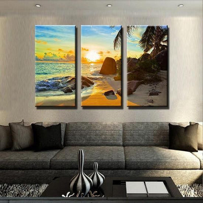 Secluded Island Natural Landscape Beach Sunset Island Multi Canvas Wall Art Ideas, Multi Piece Panel Canvas Home Decor Housewarming Gift Ideas Framed Prints, Canvas