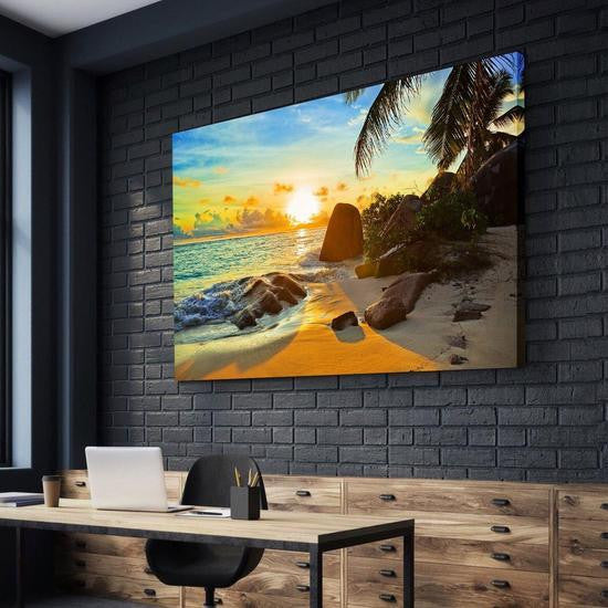 Secluded Island Natural Landscape Beach Sunset Island Multi Canvas Wall Art Ideas, Multi Piece Panel Canvas Home Decor Housewarming Gift Ideas Framed Prints, Canvas