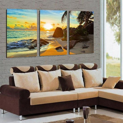 Secluded Island Natural Landscape Beach Sunset Island Multi Canvas Wall Art Ideas, Multi Piece Panel Canvas Home Decor Housewarming Gift Ideas Framed Prints, Canvas