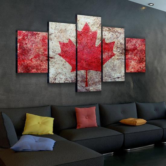 Maple Leaf Canadian Flag Canadian Flag Multi Canvas Wall Art Ideas, Multi Piece Panel Canvas Home Decor Housewarming Gift Ideas Framed Prints, Canvas
