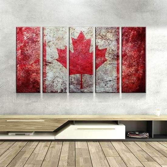 Maple Leaf Canadian Flag Canadian Flag Multi Canvas Wall Art Ideas, Multi Piece Panel Canvas Home Decor Housewarming Gift Ideas Framed Prints, Canvas