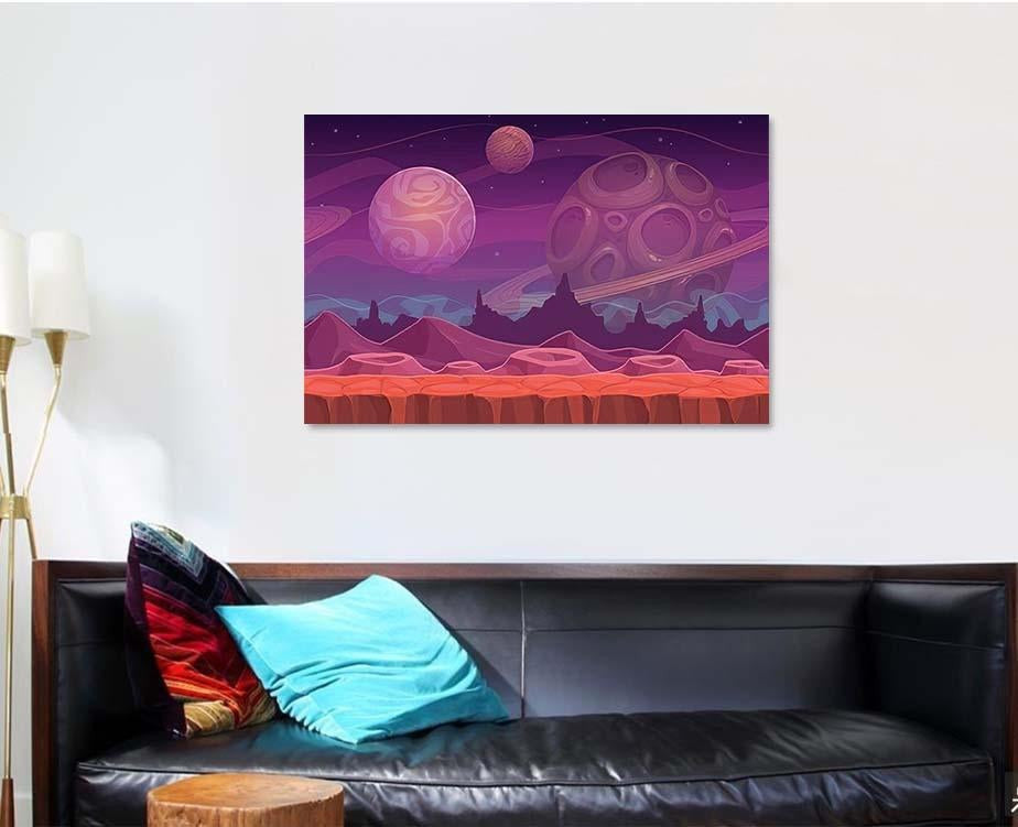 Alien Fantastic Landscape Seamless Space Background, Fantastic Premium Multi Canvas Prints, Multi Piece Panel Canvas Home Decor, Luxury Gallery Wall Fine Art