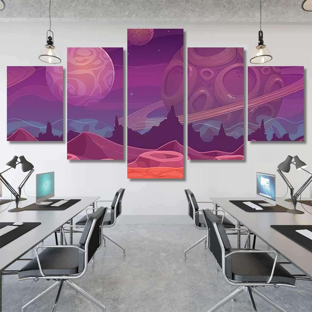 Alien Fantastic Landscape Seamless Space Background, Fantastic Premium Multi Canvas Prints, Multi Piece Panel Canvas Home Decor, Luxury Gallery Wall Fine Art
