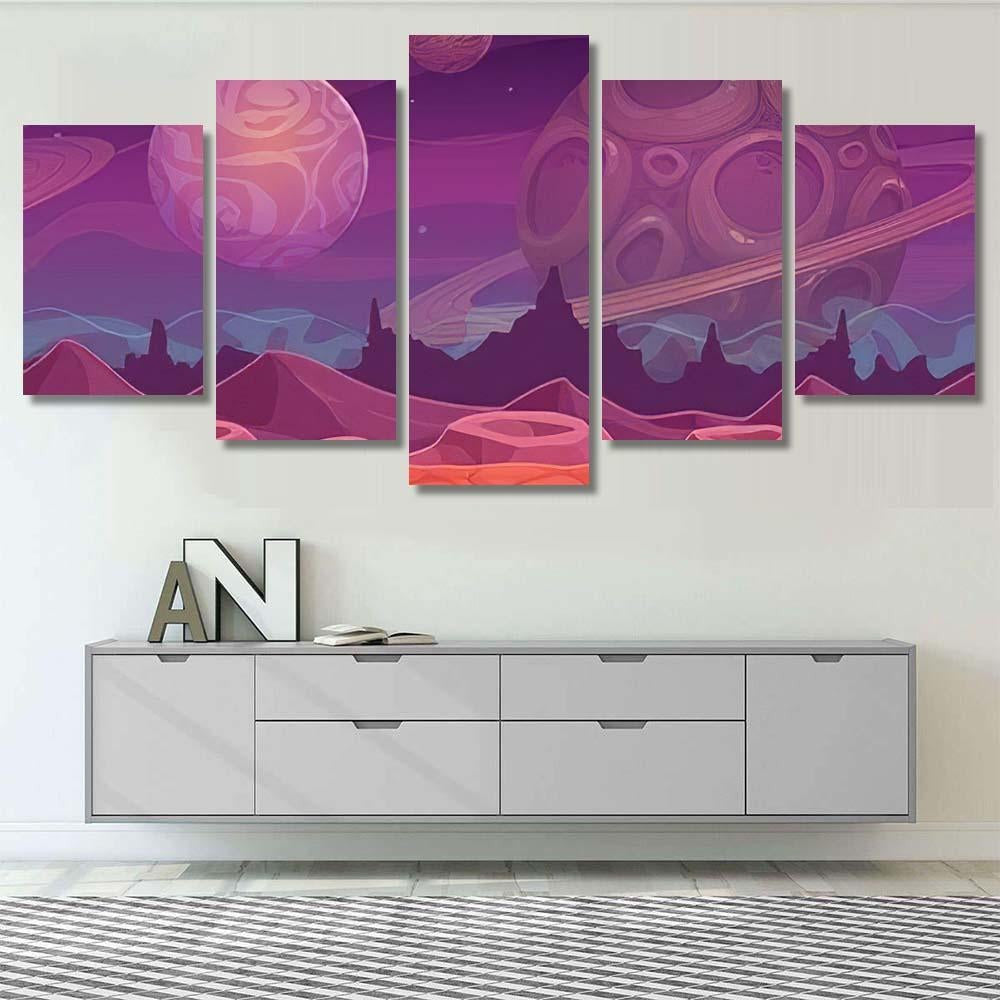 Alien Fantastic Landscape Seamless Space Background, Fantastic Premium Multi Canvas Prints, Multi Piece Panel Canvas Home Decor, Luxury Gallery Wall Fine Art