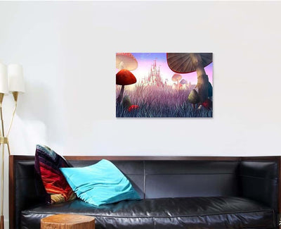 Fantastic Landscape Mushrooms Fog Illustration Fairy, Fantastic Premium Multi Canvas Prints, Multi Piece Panel Canvas Home Decor, Luxury Gallery Wall Fine Art