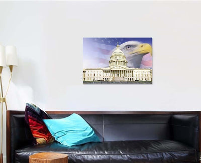 Digital Composite Us Capitol American Eagle, Eagle Animals Premium Multi Canvas Prints, Multi Piece Panel Canvas Home Decor, Luxury Gallery Wall Fine Art