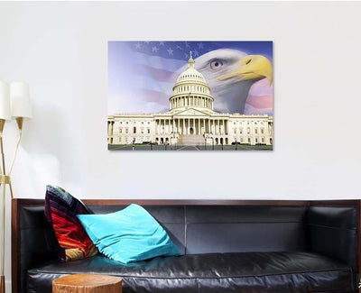 Digital Composite Us Capitol American Eagle, Eagle Animals Premium Multi Canvas Prints, Multi Piece Panel Canvas Home Decor, Luxury Gallery Wall Fine Art