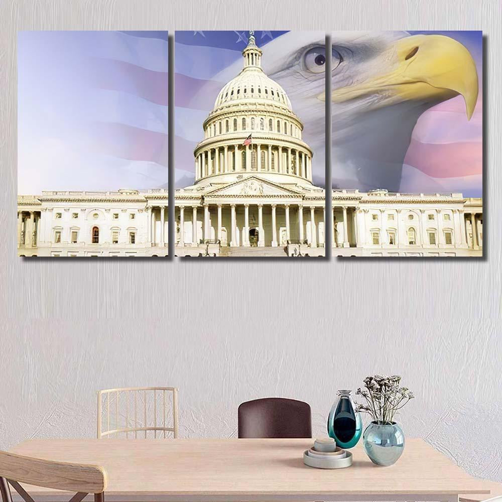 Digital Composite Us Capitol American Eagle, Eagle Animals Premium Multi Canvas Prints, Multi Piece Panel Canvas Home Decor, Luxury Gallery Wall Fine Art