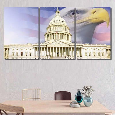 Digital Composite Us Capitol American Eagle, Eagle Animals Premium Multi Canvas Prints, Multi Piece Panel Canvas Home Decor, Luxury Gallery Wall Fine Art