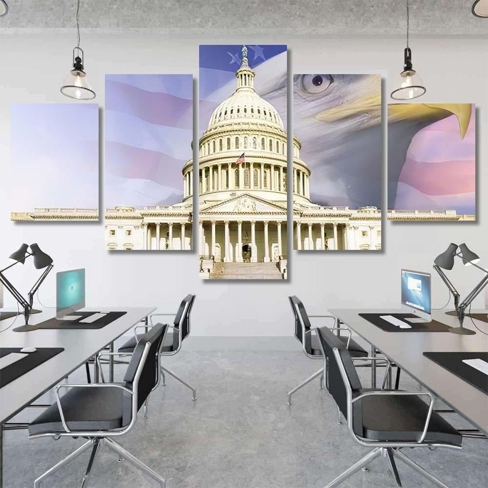 Digital Composite Us Capitol American Eagle, Eagle Animals Premium Multi Canvas Prints, Multi Piece Panel Canvas Home Decor, Luxury Gallery Wall Fine Art