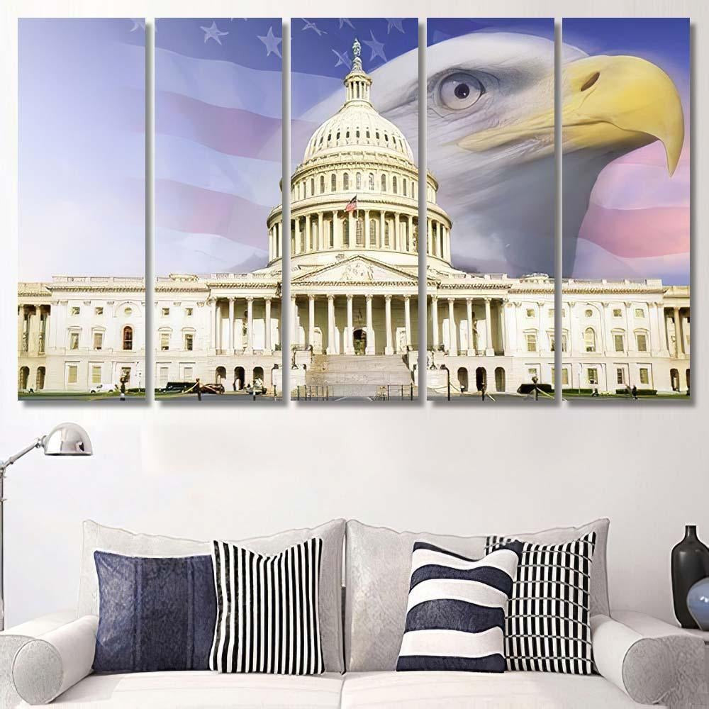Digital Composite Us Capitol American Eagle, Eagle Animals Premium Multi Canvas Prints, Multi Piece Panel Canvas Home Decor, Luxury Gallery Wall Fine Art
