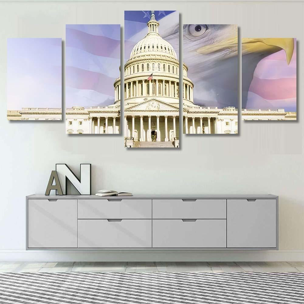 Digital Composite Us Capitol American Eagle, Eagle Animals Premium Multi Canvas Prints, Multi Piece Panel Canvas Home Decor, Luxury Gallery Wall Fine Art