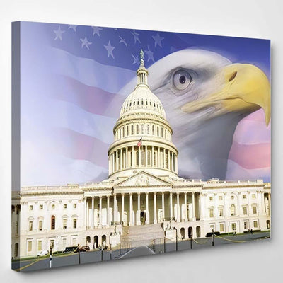 Digital Composite Us Capitol American Eagle, Eagle Animals Premium Multi Canvas Prints, Multi Piece Panel Canvas Home Decor, Luxury Gallery Wall Fine Art