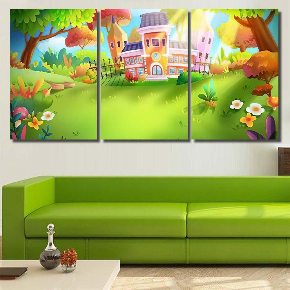 School Forest Fantastic Realistic Style Video, Fantastic Premium Multi Canvas Prints, Multi Piece Panel Canvas Home Decor, Luxury Gallery Wall Fine Art