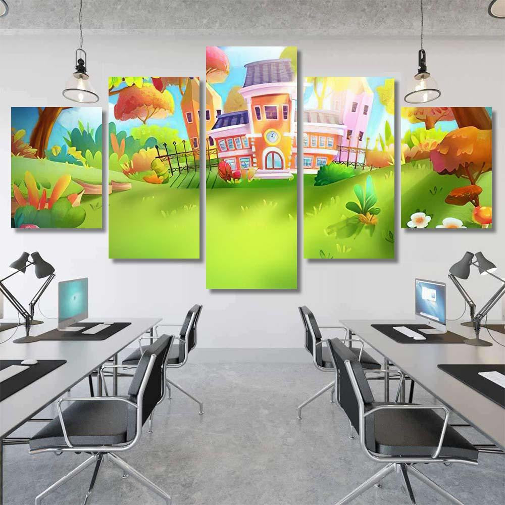 School Forest Fantastic Realistic Style Video, Fantastic Premium Multi Canvas Prints, Multi Piece Panel Canvas Home Decor, Luxury Gallery Wall Fine Art