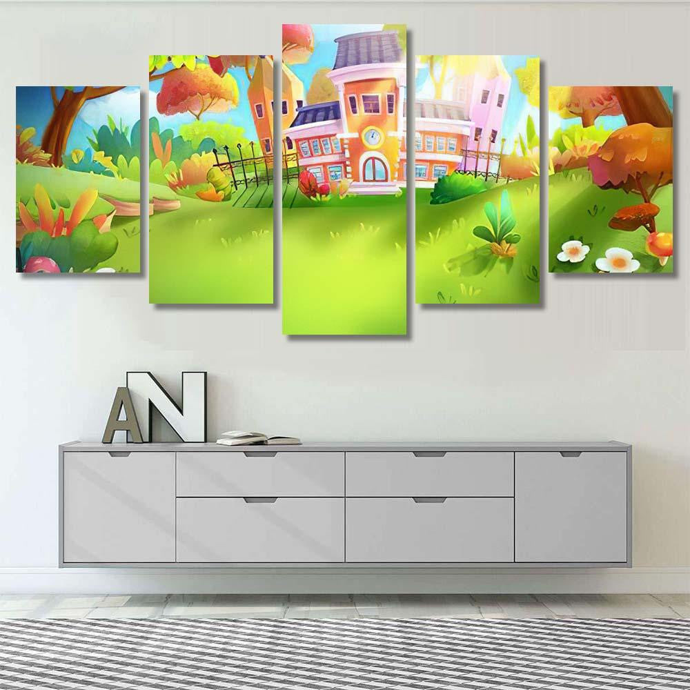 School Forest Fantastic Realistic Style Video, Fantastic Premium Multi Canvas Prints, Multi Piece Panel Canvas Home Decor, Luxury Gallery Wall Fine Art