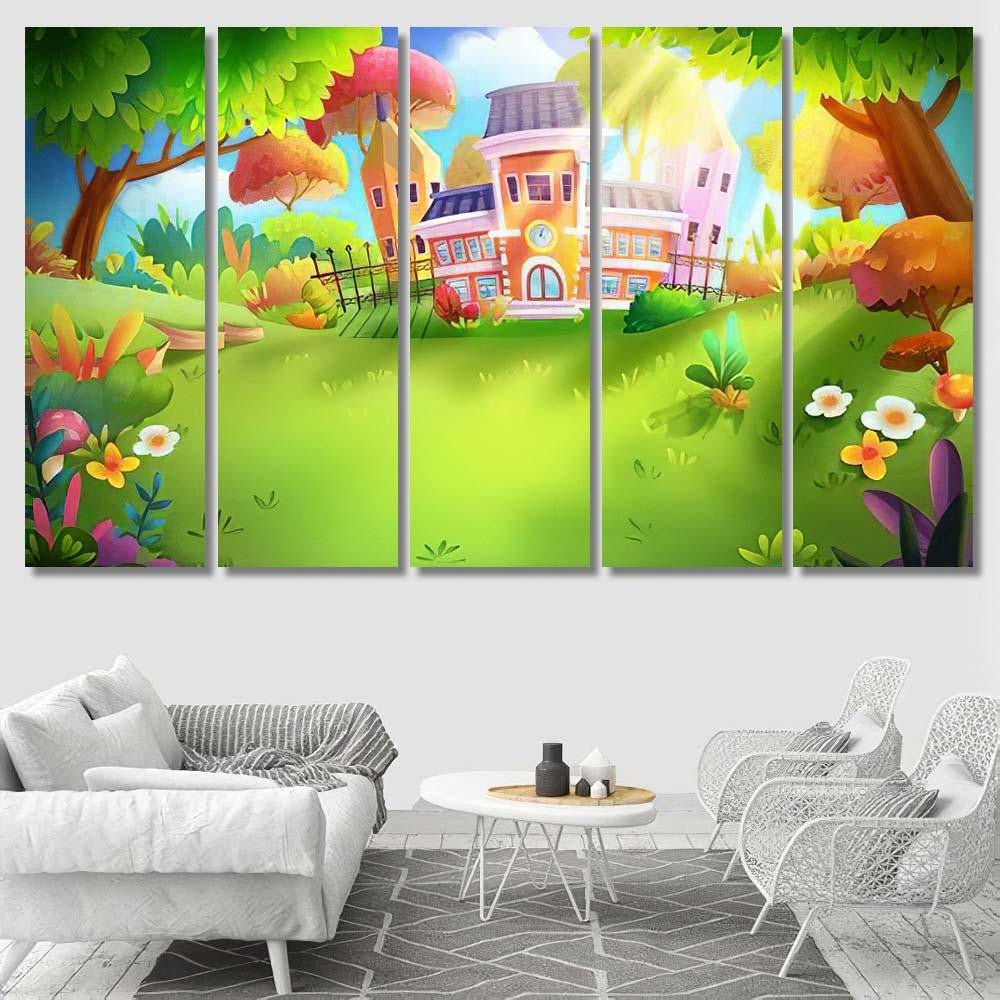 School Forest Fantastic Realistic Style Video, Fantastic Premium Multi Canvas Prints, Multi Piece Panel Canvas Home Decor, Luxury Gallery Wall Fine Art