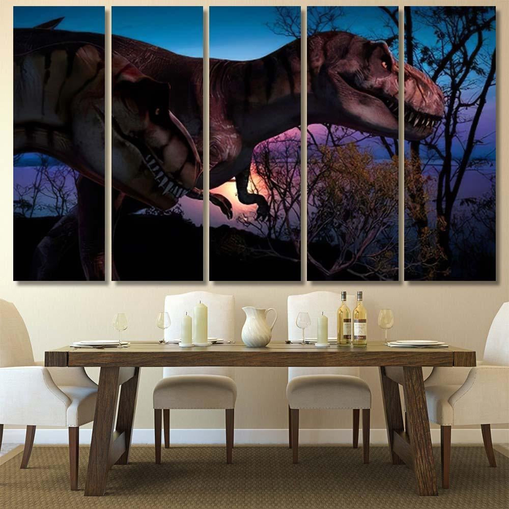 Fantasy Landscape 3D Rendered Dinosaur 1 Dinosaur Animals Premium Multi Canvas Prints, Multi Piece Panel Canvas Luxury Gallery Wall Fine Art Print