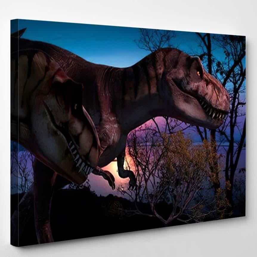 Fantasy Landscape 3D Rendered Dinosaur 1 Dinosaur Animals Premium Multi Canvas Prints, Multi Piece Panel Canvas Luxury Gallery Wall Fine Art Print