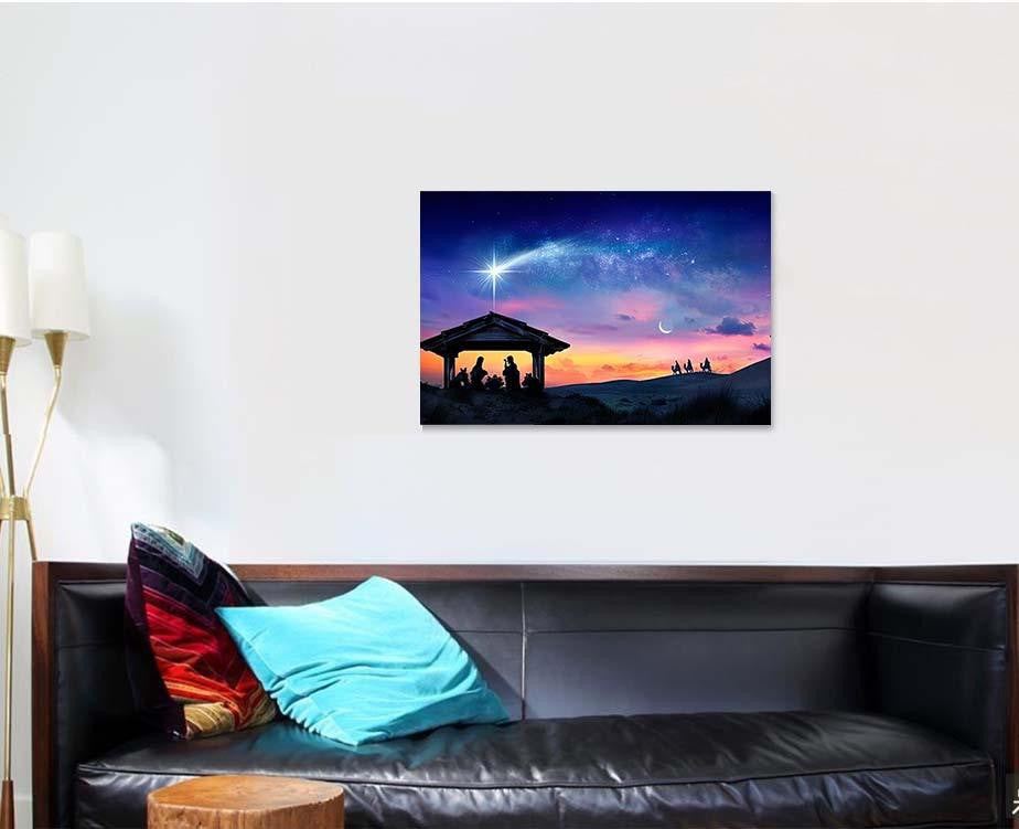 Nativity Jesus Scene Holy Family Comet 1 Christian Premium Multi Canvas Prints, Multi Piece Panel Canvas Luxury Gallery Wall Fine Art Print