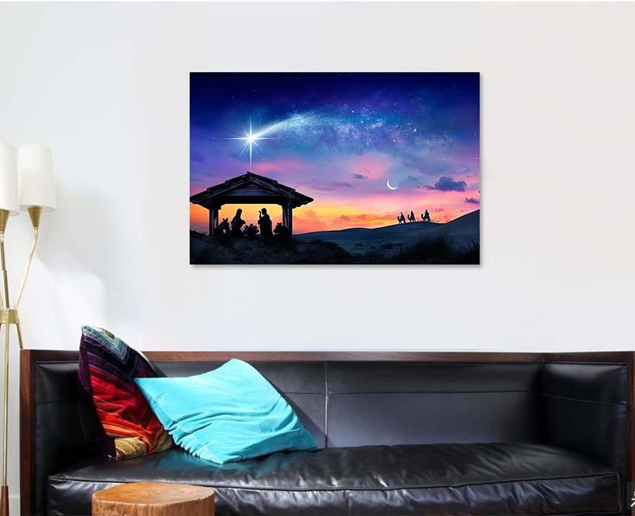 Nativity Jesus Scene Holy Family Comet 1 Christian Premium Multi Canvas Prints, Multi Piece Panel Canvas Luxury Gallery Wall Fine Art Print