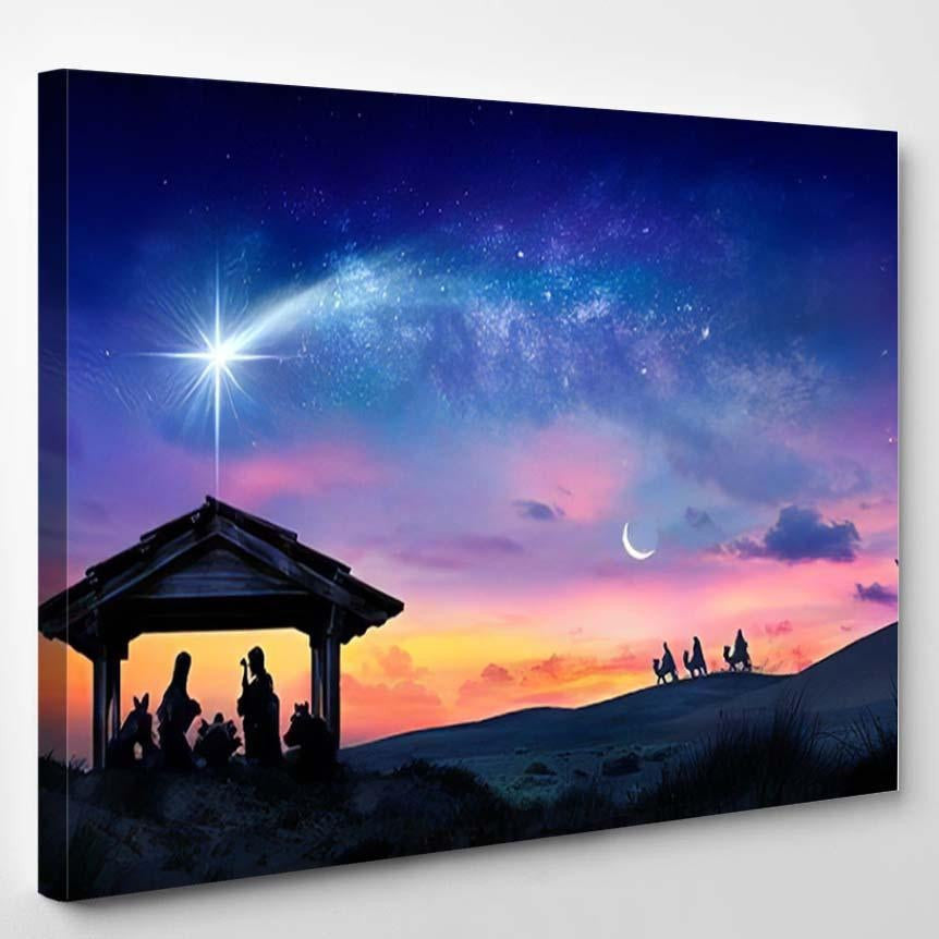 Nativity Jesus Scene Holy Family Comet 1 Christian Premium Multi Canvas Prints, Multi Piece Panel Canvas Luxury Gallery Wall Fine Art Print