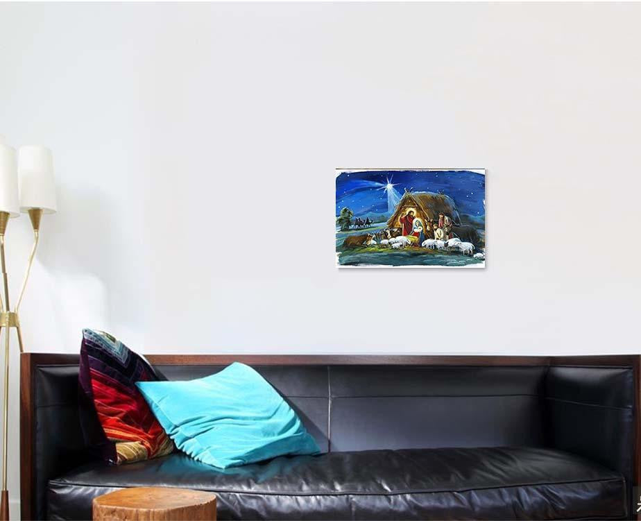 Religious Illustration Three Kings Holy Family Jesus Christian Premium Multi Canvas Prints, Multi Piece Panel Canvas Luxury Gallery Wall Fine Art Print