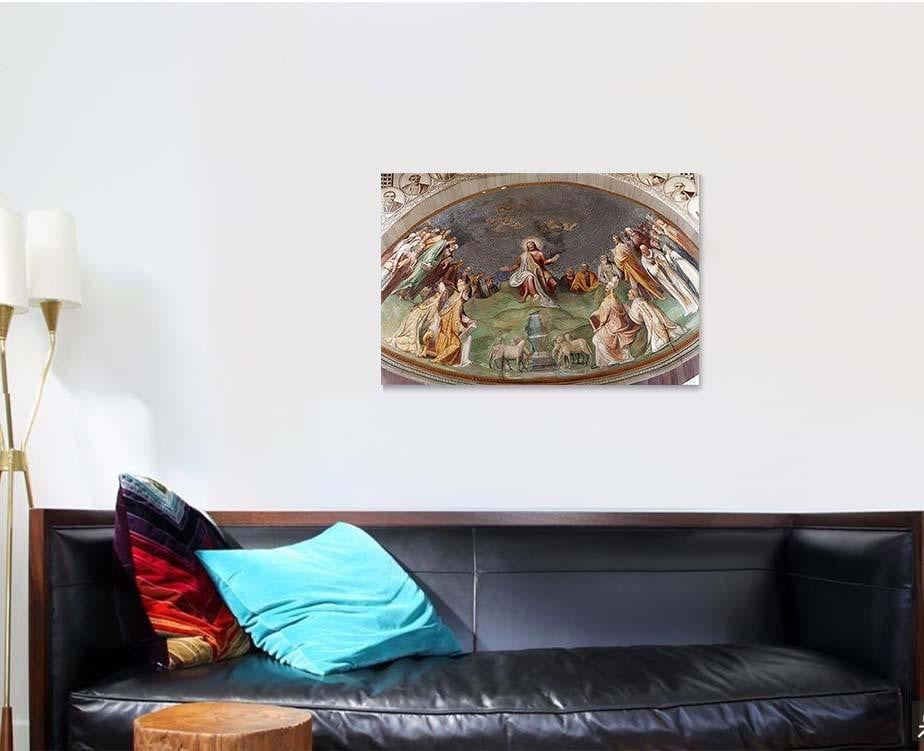Rome Jesus Teacher Fresco Church Santa Jesus Christian Premium Multi Canvas Prints, Multi Piece Panel Canvas Luxury Gallery Wall Fine Art Print