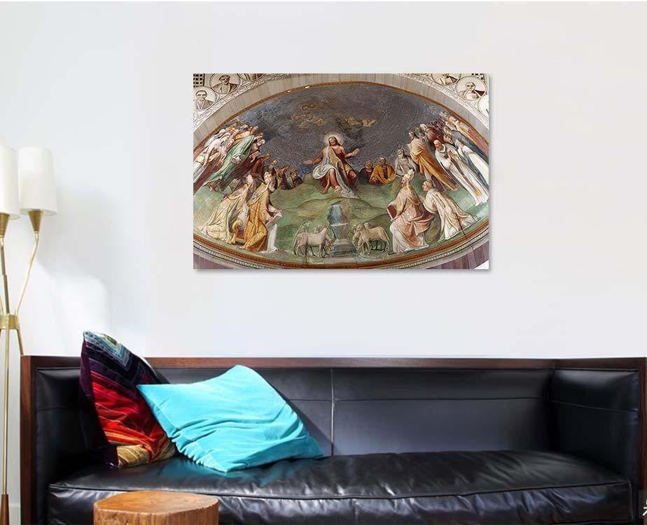 Rome Jesus Teacher Fresco Church Santa Jesus Christian Premium Multi Canvas Prints, Multi Piece Panel Canvas Luxury Gallery Wall Fine Art Print