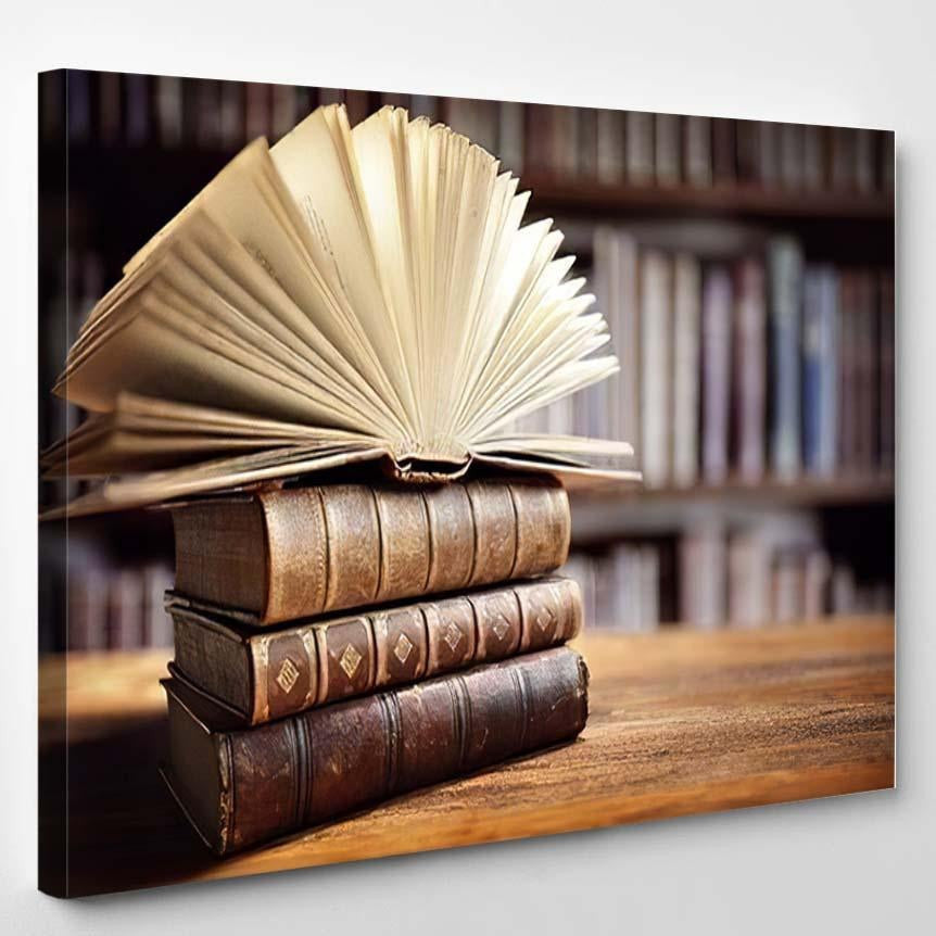 Books Library Concept Education Literature Reading Christian Premium Multi Canvas Prints, Multi Piece Panel Canvas Luxury Gallery Wall Fine Art Print