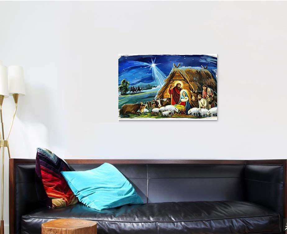 Traditional Christmas Scene Holy Family Different Jesus Christian Premium Multi Canvas Prints, Multi Piece Panel Canvas Luxury Gallery Wall Fine Art Print