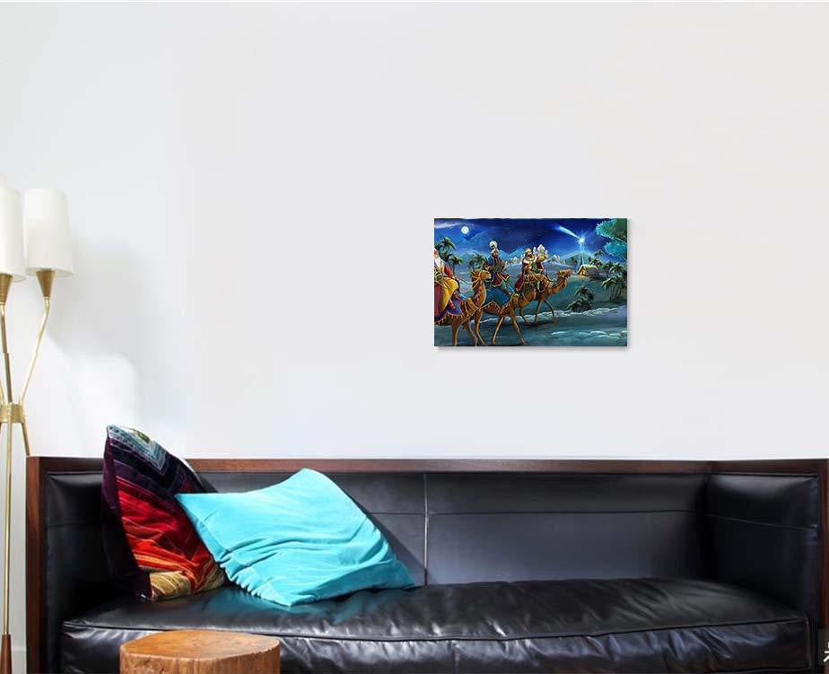 Illustration Holy Family Three Kings Traditional Jesus Christian Premium Multi Canvas Prints, Multi Piece Panel Canvas Luxury Gallery Wall Fine Art Print