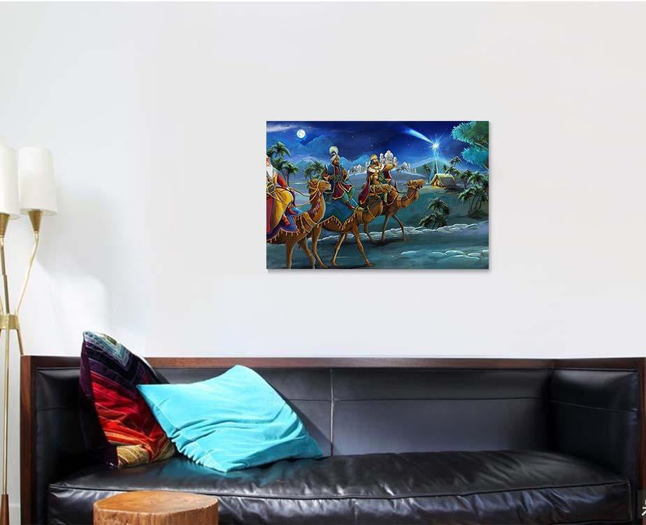 Illustration Holy Family Three Kings Traditional Jesus Christian Premium Multi Canvas Prints, Multi Piece Panel Canvas Luxury Gallery Wall Fine Art Print