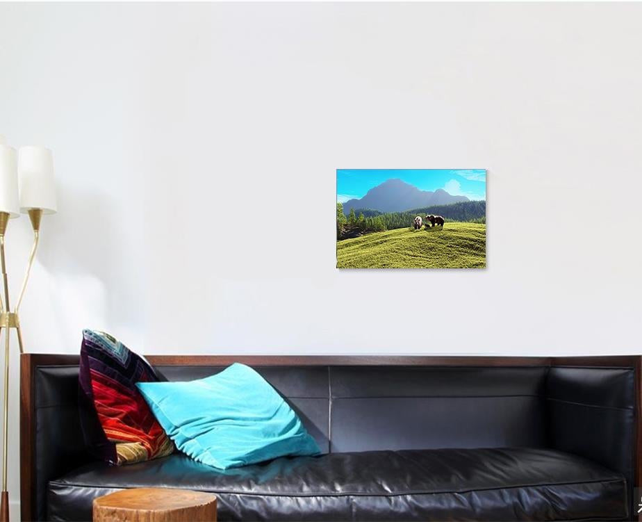 Bear Mountain Family Bears Majestic Background Bear Animals Luxury Multi Canvas Prints, Multi Piece Panel Canvas Gallery Art Print Print