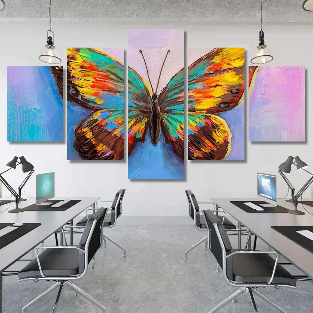 Oil Beautiful Butterfly Abstract Luxury Multi Canvas Prints, Multi Piece Panel Canvas Gallery Art Print Print