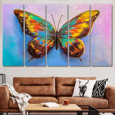 Oil Beautiful Butterfly Abstract Luxury Multi Canvas Prints, Multi Piece Panel Canvas Gallery Art Print Print