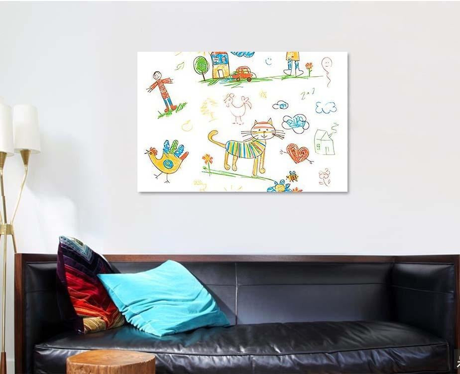 Handdrawn Kids Doodle Set Funny Character Abstract Luxury Multi Canvas Prints, Multi Piece Panel Canvas Gallery Art Print Print