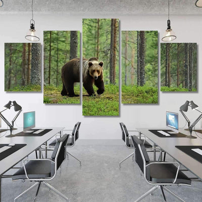 European Brown Bear Forest Landscape Bear Animals Luxury Multi Canvas Prints, Multi Piece Panel Canvas Gallery Art Print Print